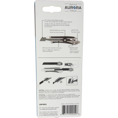Couteau professionnel de 18 mm, Acier inoxydable, Robuste, Prise en Caoutchouc NRZ Safety Inc.