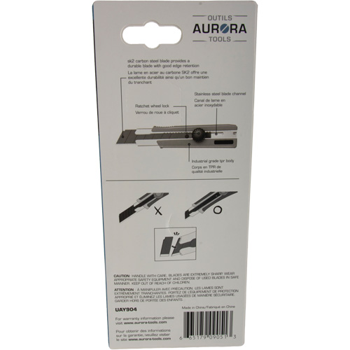 Couteau r&eacute;tractable de 25 mm, Acier inoxydable, Robuste, Prise en Caoutchouc NRZ Safety Inc.