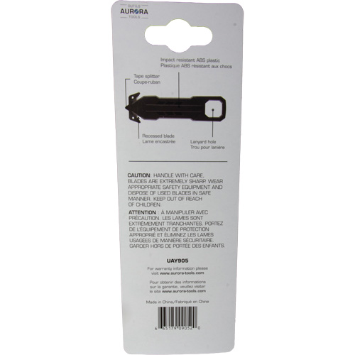 Couteau de s&eacute;curit&eacute; jetable , Acier inoxydable, Prise en Plastique NRZ Safety Inc.
