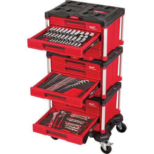 Ensemble maître de 366 outils &agrave; main pour m&eacute;caniciens avec tiroirs PACKOUT et diable, 16-3/10" x 22-1/5" x 48-5/8", Noir/Rouge NRZ Safety Inc.