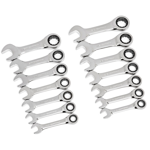 Jeu de cl&eacute;s courtes &agrave; 12 pans et 72 dents, Combinaison &agrave; cliquet, 14 morceaux, Imp&eacute;rial et m&eacute;trique NRZ Safety Inc.