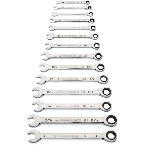 90-Tooth 12 Point SAE Wrench Set, Ratcheting Combination, 14 Pieces, Imperial NRZ Safety Inc.