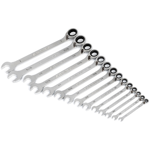 90-Tooth 12 Point SAE Reversible Ratcheting Wrench Set, Ratcheting Combination, 14 Pieces, Imperial NRZ Safety Inc.