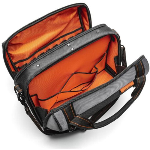 Sac ouvert de 17" pour outils d'ouvrier, Polyester, 3 pochettes, Noir/Gris/Orange NRZ Safety Inc.