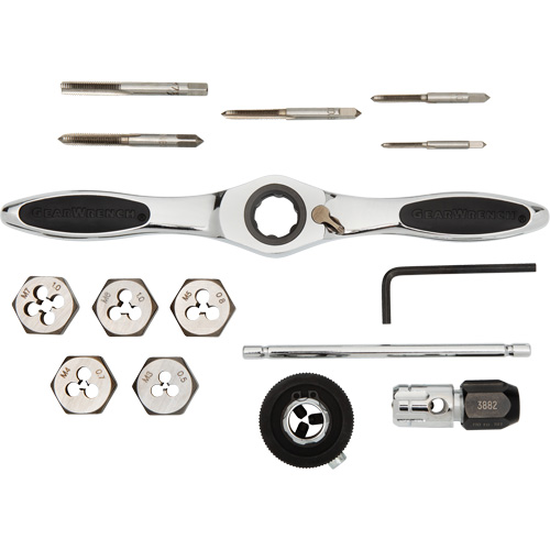 Jeu de tarauds et fili&egrave;res &agrave; cliquet m&eacute;triques, 15 Morcea NRZ Safety Inc.