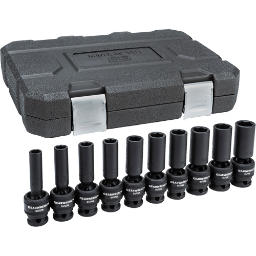 Jeu de douilles m&eacute;triques universelles &agrave; 6 pans, 10 Mcx, Chocs, Prise de 1/2", Profond NRZ Safety Inc.