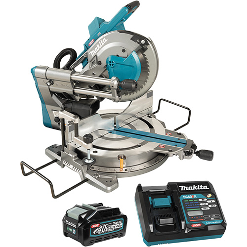 XGT Brushless Dual Compound Mitre Saw with AWS NRZ Safety Inc.