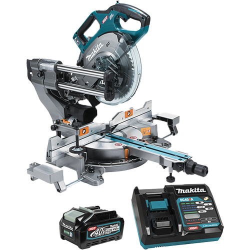 XGT Brushless Dual Compound Mitre Saw with AWS NRZ Safety Inc.