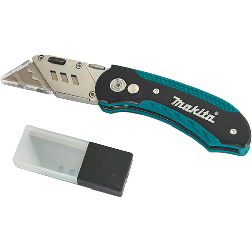 Folding Quick-Change Jobsite Utility Knife with 10-Piece Replacement Blades, Steel Blade NRZ Safety Inc.