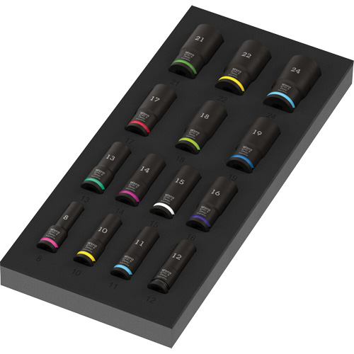 Insert en mousse pour jeu de douilles profondes Impaktor 1 Zyklop B, 15 Mcx, Chocs, Prise de 3/8", Profond NRZ Safety Inc.