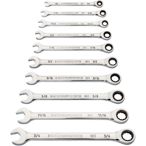 Jeu de cl&eacute;s &agrave; 12 pans et 90 dents, Combinaison &agrave; cliquet, 10 morceaux, Imp&eacute;rial NRZ Safety Inc.