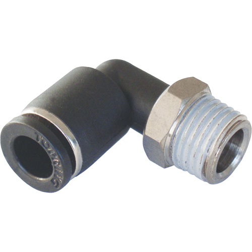 MAXFIT Push-to-Connect to Male NPT Elbow Adapter, 3/8" x 1/2" Dia., PBT Polymer NRZ Safety Inc.