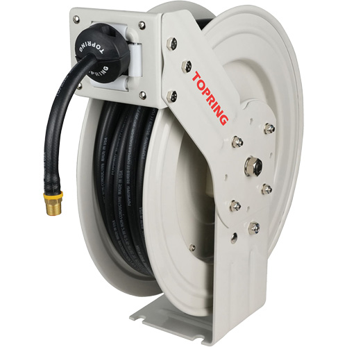 MAXREEL Single-Arm Automatic Rewind L Hose Reel with Rubber Hose, Air, 3/8" x 50', Single Hose, 250 PSI NRZ Safety Inc.
