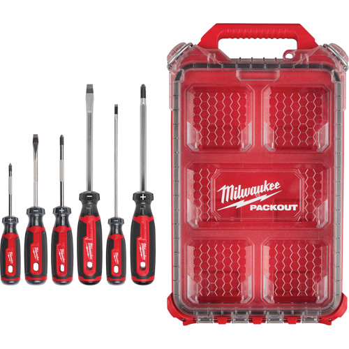 Cushion Grip Screwdrivers Set with PACKOUT Low-Profile Compact Organizer, 6 Pcs. NRZ Safety Inc.