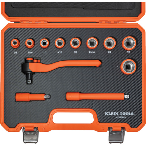 Insulated Ratchet & Socket Set with Case, 1000 V, 12 Pcs NRZ Safety Inc.