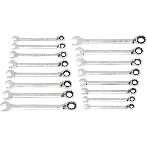 90-Tooth 12-Point Reversible Wrench Set, Ratcheting Box, 16 Pieces, Metric NRZ Safety Inc.