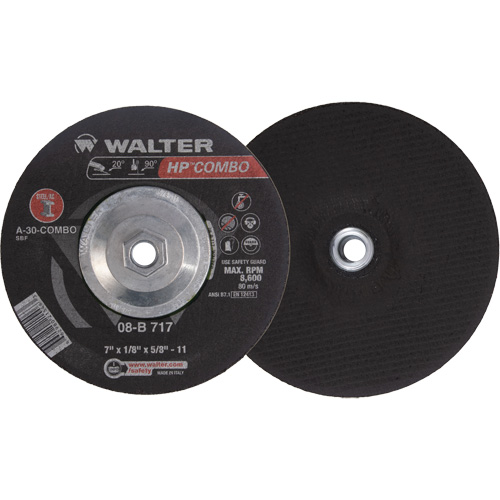 HP Combo Grinding and Cutting Wheel, 7" x 1/8", 5/8"-11 Arbor, Type 27, Aluminum Oxide, 8600 RPM NRZ Safety Inc.