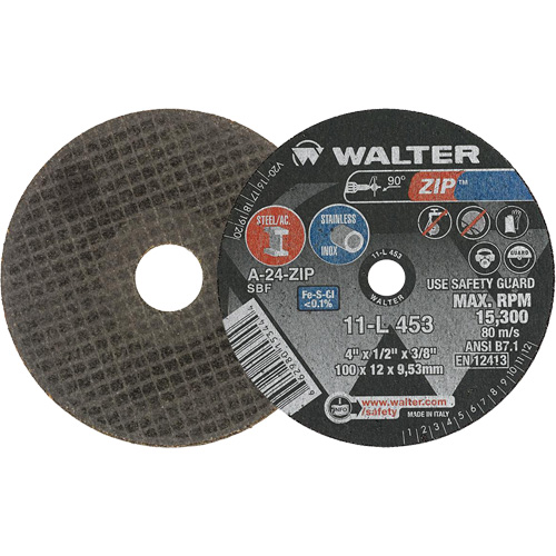 Zip Cut-Off Wheel, 4" x 1/2", 3/8" Arbor, Type 1 NRZ Safety Inc.