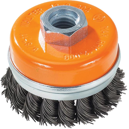 Brosse boisseau &agrave; fils nou&eacute;s avec anneau, 3" dia. x 5/8"-11 arbre NRZ Safety Inc.