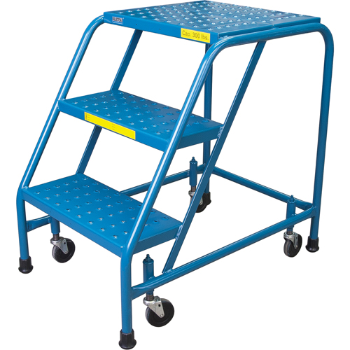 Rolling Step Ladder, 3 Steps, 18" Step Width, 28" Platform Height, Steel NRZ Safety Inc.
