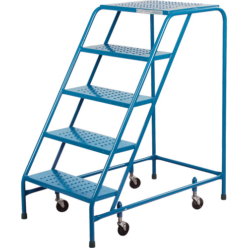 Rolling Step Ladder, 5 Steps, 18" Step Width, 46" Platform Height, Steel NRZ Safety Inc.