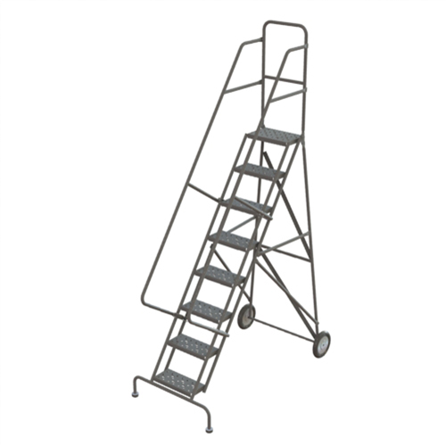 Steel Rolling Ladder, 8 Steps, 16" Step Width, 80" Platform Height, Steel NRZ Safety Inc.