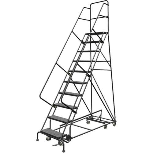 All Directional Rolling Ladder, 10 Steps, 24" Step Width, 100" Platform Height, Steel NRZ Safety Inc.