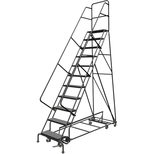 All Directional Rolling Ladder, 11 Steps, 24" Step Width, 110" Platform Height, Steel NRZ Safety Inc.