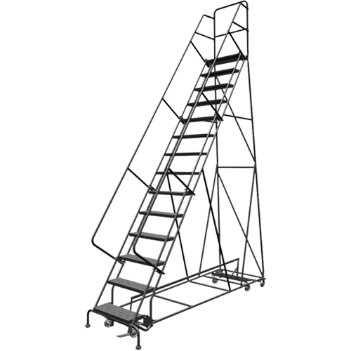 All Directional Rolling Ladder, 14 Steps, 24" Step Width, 140" Platform Height, Steel NRZ Safety Inc.