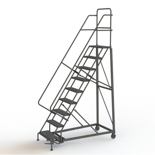 Heavy Duty Rolling Ladder, 9 Steps, 24" Step Width, 90" Platform Height, Steel NRZ Safety Inc.