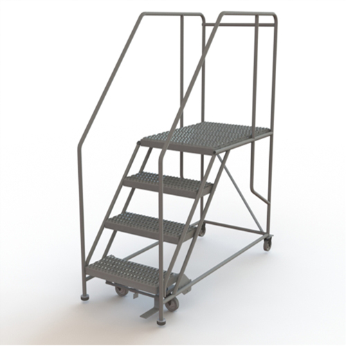 Plateforme de travail mobile, Acier, 4 Marches, 40" ha, 35" p, 24" Marche, Stri&eacute; NRZ Safety Inc.