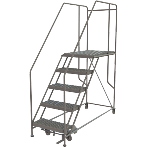 Mobile Work Platform, Steel, 5 Steps, 50" H, 35" D, 24" Step, Serrated NRZ Safety Inc.
