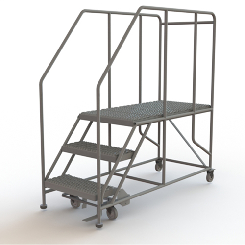 Mobile Work Platform, Steel, 3 Steps, 30" H, 47" D, 24" Step, Serrated NRZ Safety Inc.