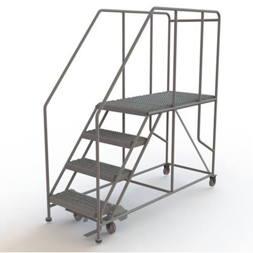 Mobile Work Platform, Steel, 4 Steps, 40" H, 47" D, 24" Step, Serrated NRZ Safety Inc.