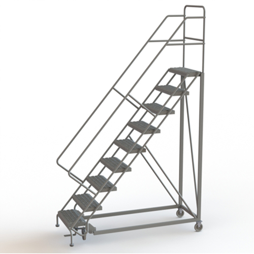 Safety Slope Rolling Ladder, 9 Steps, Serrated, 50° Incline, 90" High NRZ Safety Inc.