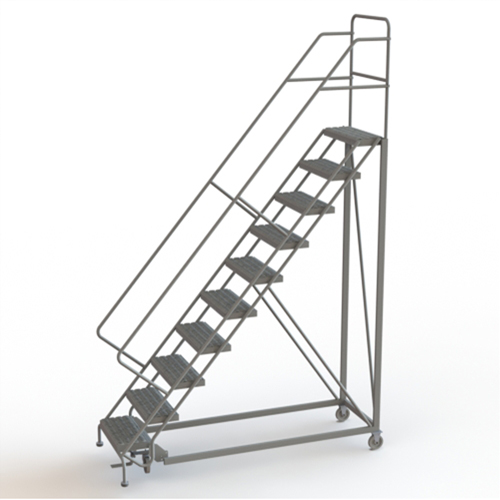 Safety Slope Rolling Ladder, 10 Steps, Serrated, 50° Incline, 100" High NRZ Safety Inc.