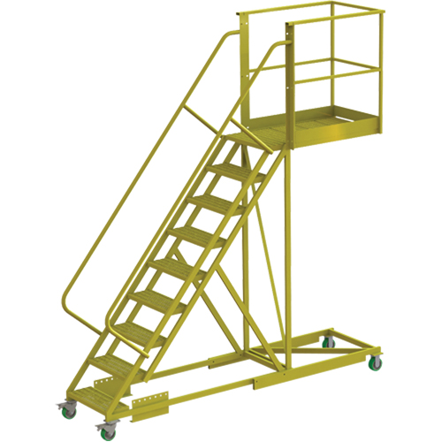&eacute;chelle roulante en porte-&agrave;-faux, Renforc&eacute;, 9 marches, Profondeur de la plateforme 40", Hauteur de la plateforme 90" NRZ Safety Inc.