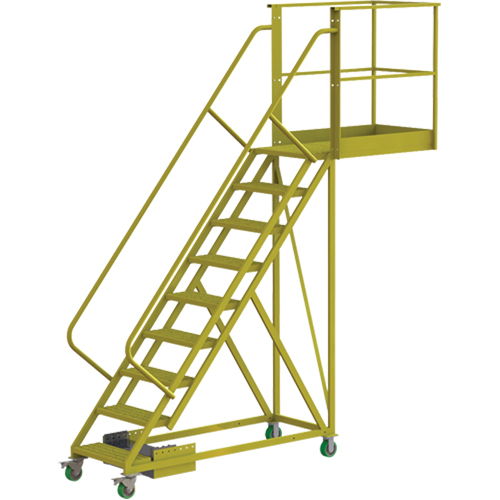 Cantilever Rolling Ladder, Unsupported, 9 Steps, 40" Platform Depth, 90" Platform Height NRZ Safety Inc.
