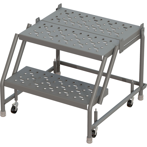 Deep Top Step Rolling Ladder, 2 Steps, 24" Step Width, 20" Platform Height, Steel NRZ Safety Inc.