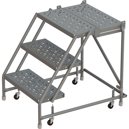 Deep Top Step Rolling Ladder, 3 Steps, 24" Step Width, 30" Platform Height, Steel NRZ Safety Inc.