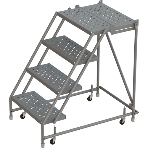 Deep Top Step Rolling Ladder, 4 Steps, 24" Step Width, 40" Platform Height, Steel NRZ Safety Inc.