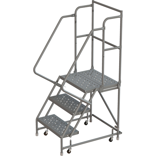 Deep Top Step Rolling Ladder, 3 Steps, 24" Step Width, 30" Platform Height, Steel NRZ Safety Inc.