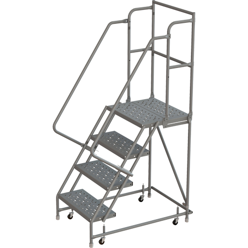 Deep Top Step Rolling Ladder, 4 Steps, 24" Step Width, 40" Platform Height, Steel NRZ Safety Inc.