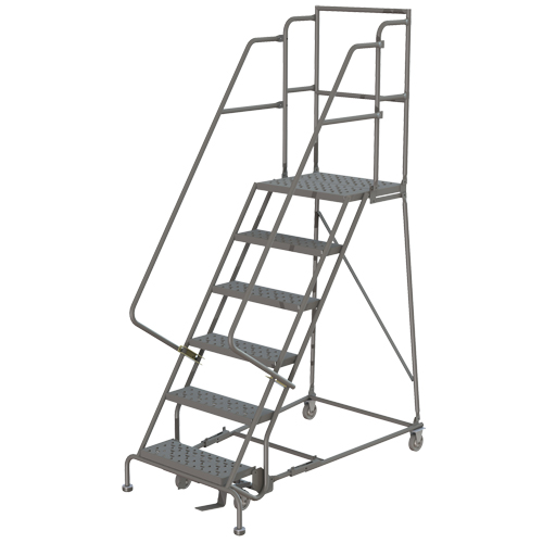 Escabeaux roulants &agrave; dessus profond, 8 marches, Largeur de la marche 24", Hauteur de la plateforme 80", Acier NRZ Safety Inc.