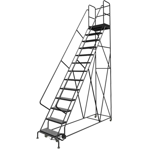 Escabeaux roulants &agrave; dessus profond, 13 marches, Largeur de la marche 24", Hauteur de la plateforme 130", Acier NRZ Safety Inc.