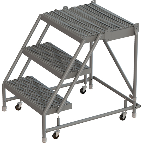 Escabeaux roulants &agrave; dessus profond, 3 marches, Largeur de la marche 24", Hauteur de la plateforme 30", Acier NRZ Safety Inc.