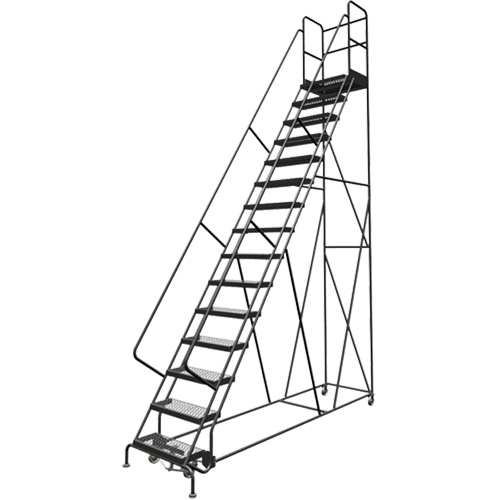 Deep Top Step Rolling Ladder, 15 Steps, 24" Step Width, 150" Platform Height, Steel NRZ Safety Inc.