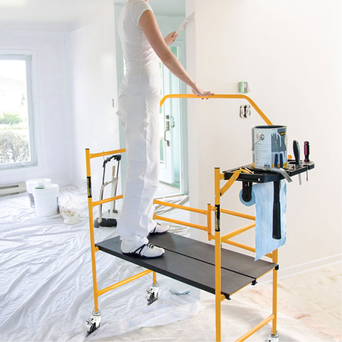 Jobsite Series 4' Safety Rail & Tool Shelf Scaffold Kit, Steel Frame, 49-1/2" D x 57-3/4" H NRZ Safety Inc.