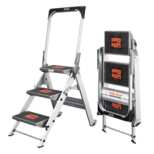 Safety Stepladder with Bar & Tray, 2.2', Aluminum, 300 lbs. Capacity, Type 1A NRZ Safety Inc.