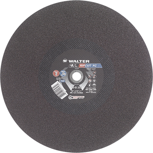 Ripcut Stainless Steel & Steel Cut-Off Wheel for Stationary Saws, 20" x 3/16", 1" Arbor, Type 1, Aluminum Oxide, 3000 RPM NRZ Safety Inc.